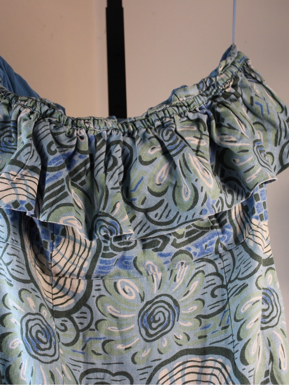 RHODE Teal and Green Strapless Ruffle Midi Dress Size 12 - Picture 7 of 16